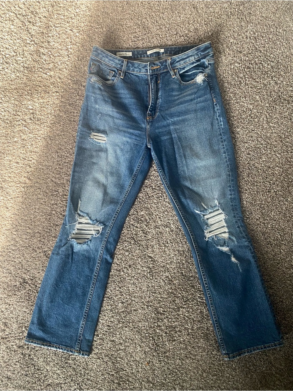 Vigoss Distressed Blue Ripped Straight-Leg Jeans